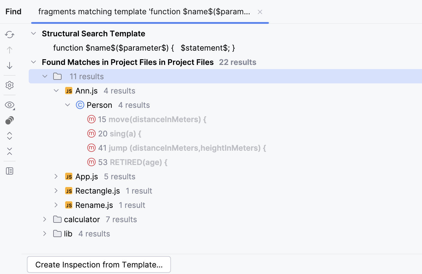Found occurrences in the Find tool window
