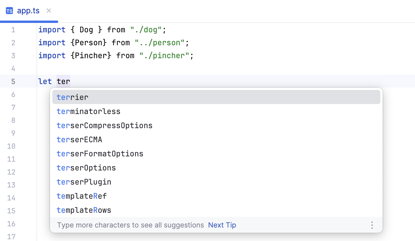 Suggested names for a newly declared variable Suggested names for a newly declared variable