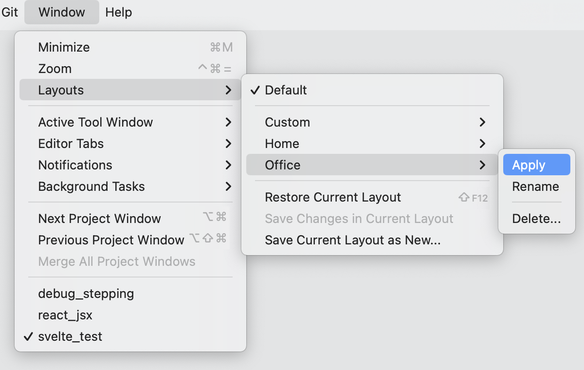 Switching to another layout Switching to another layout