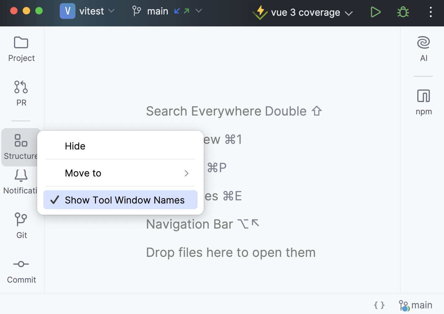 Tool window names enabled Tool window names enabled