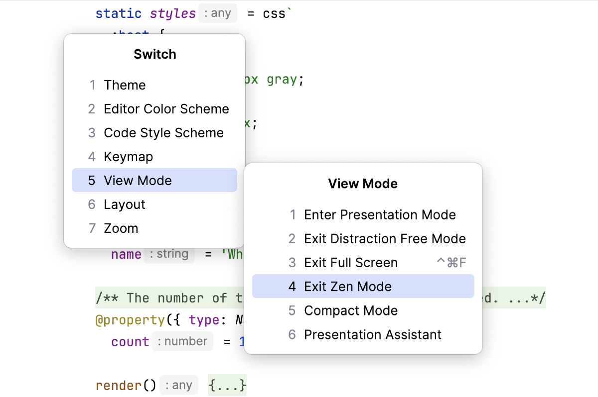 Toggle viewing mode via quick switcher Toggle viewing mode via quick switcher