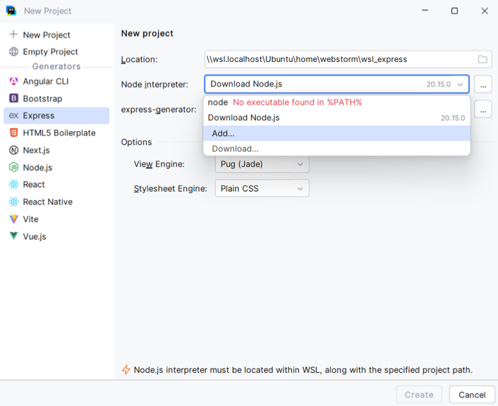 Specify Node.js Specify Node.js