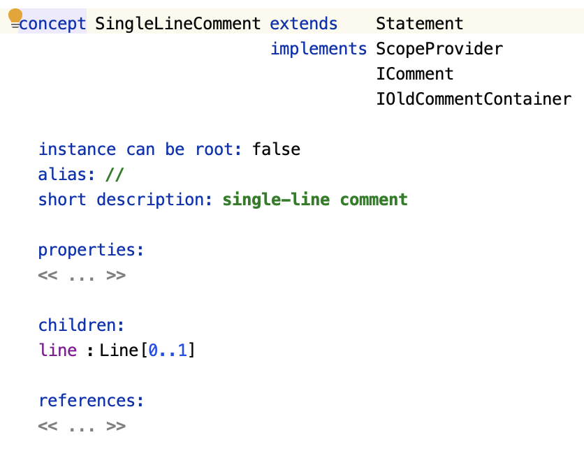 SingleLineComment definition SingleLineComment definition