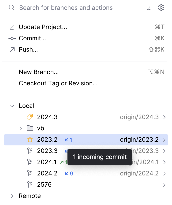Incoming commits indicator Incoming commits indicator
