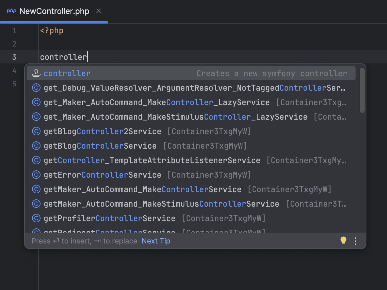 Symfony のライブテンプレート | PhpStorm ドキュメント
