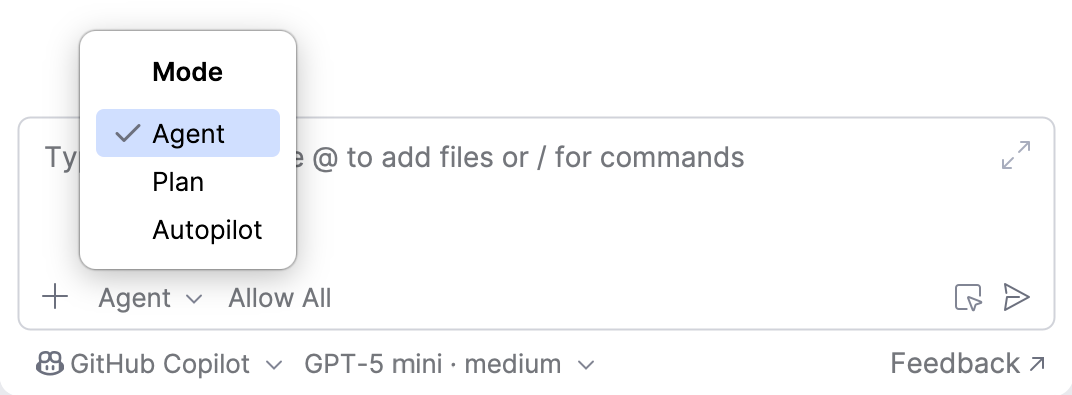 Select operation mode Select operation mode