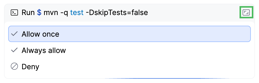 Open the suggested command in the editor to review it before running Open the suggested command in the editor to review it before running