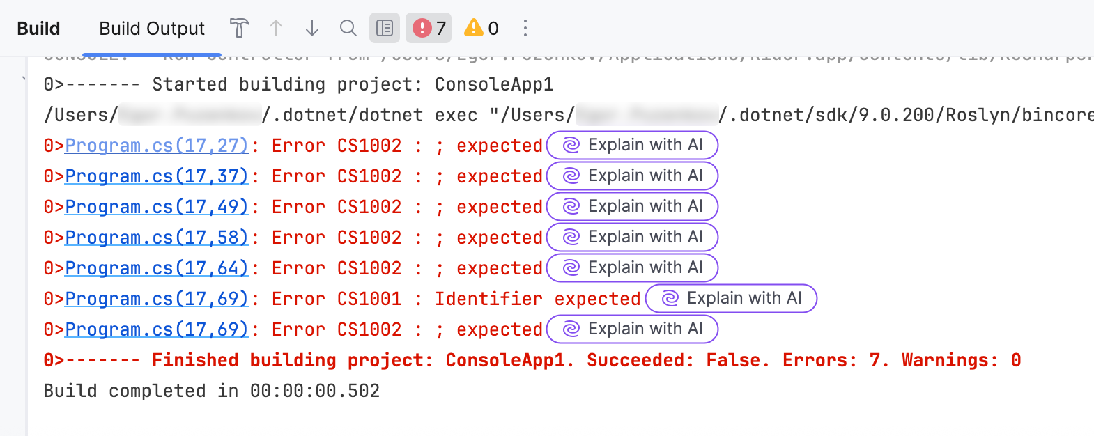 Explain build warning with AI
