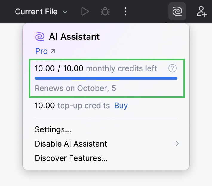 Monthly credits counter
