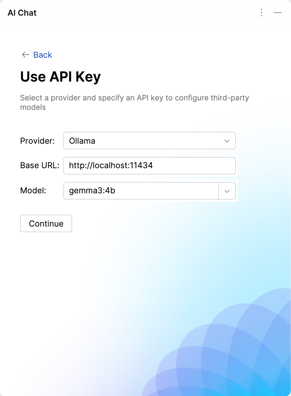 Specify local provider's settings Specify local provider's settings