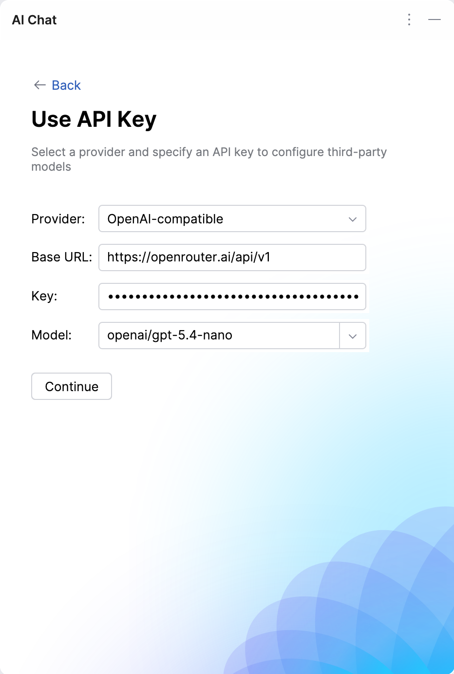 Specify OpenAI-compatible provider's settings Specify OpenAI-compatible provider's settings