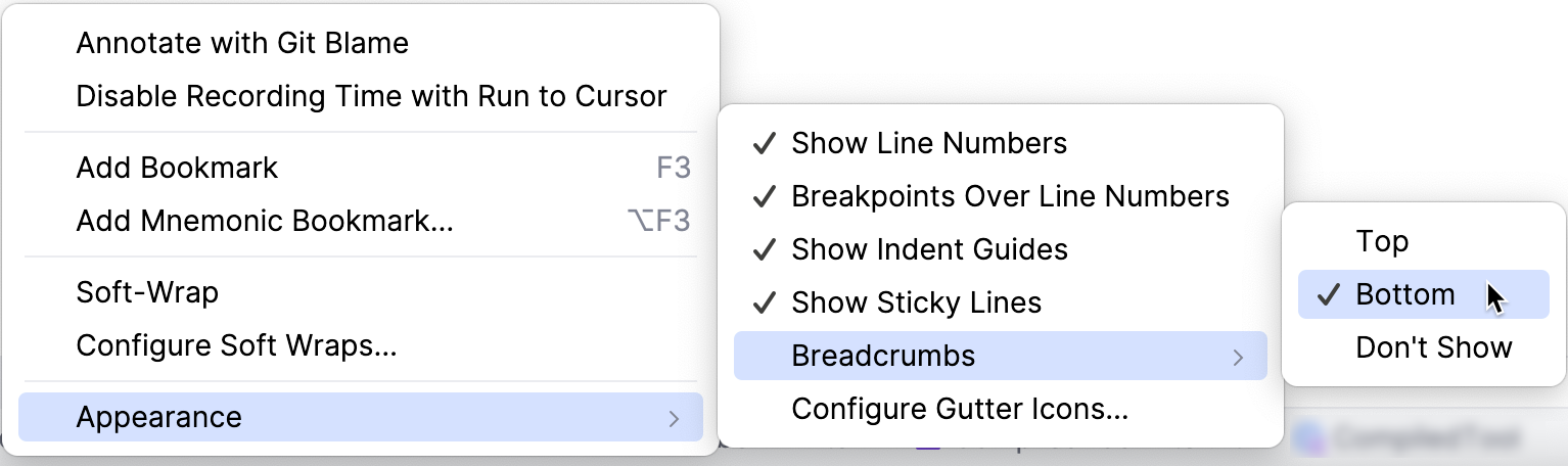Breadcrumb appearance settings Breadcrumb appearance settings