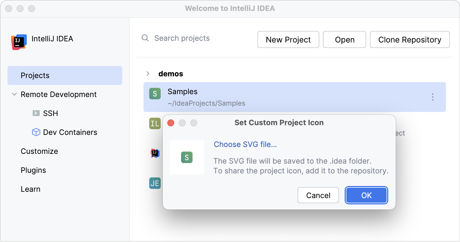 Changing project icon on Welcome screen Changing project icon on Welcome screen