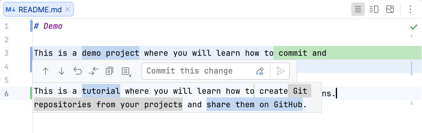 Colored change markers