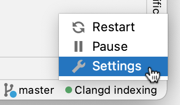 Clangd indexer indicator menu - settings Clangd indexer indicator menu - settings