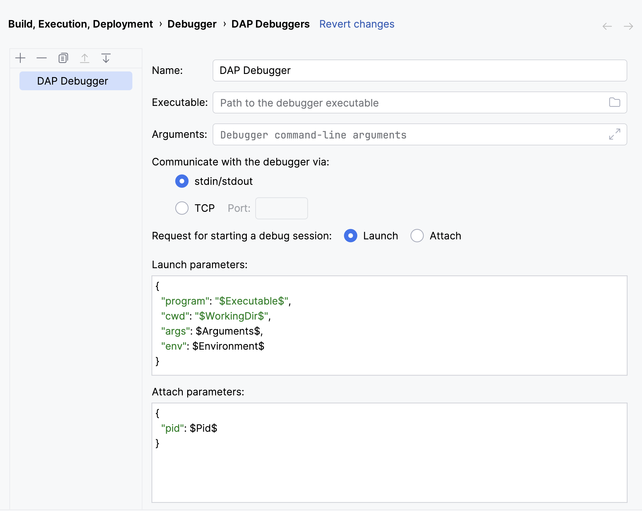 Adding a path to the DAP debugger executable