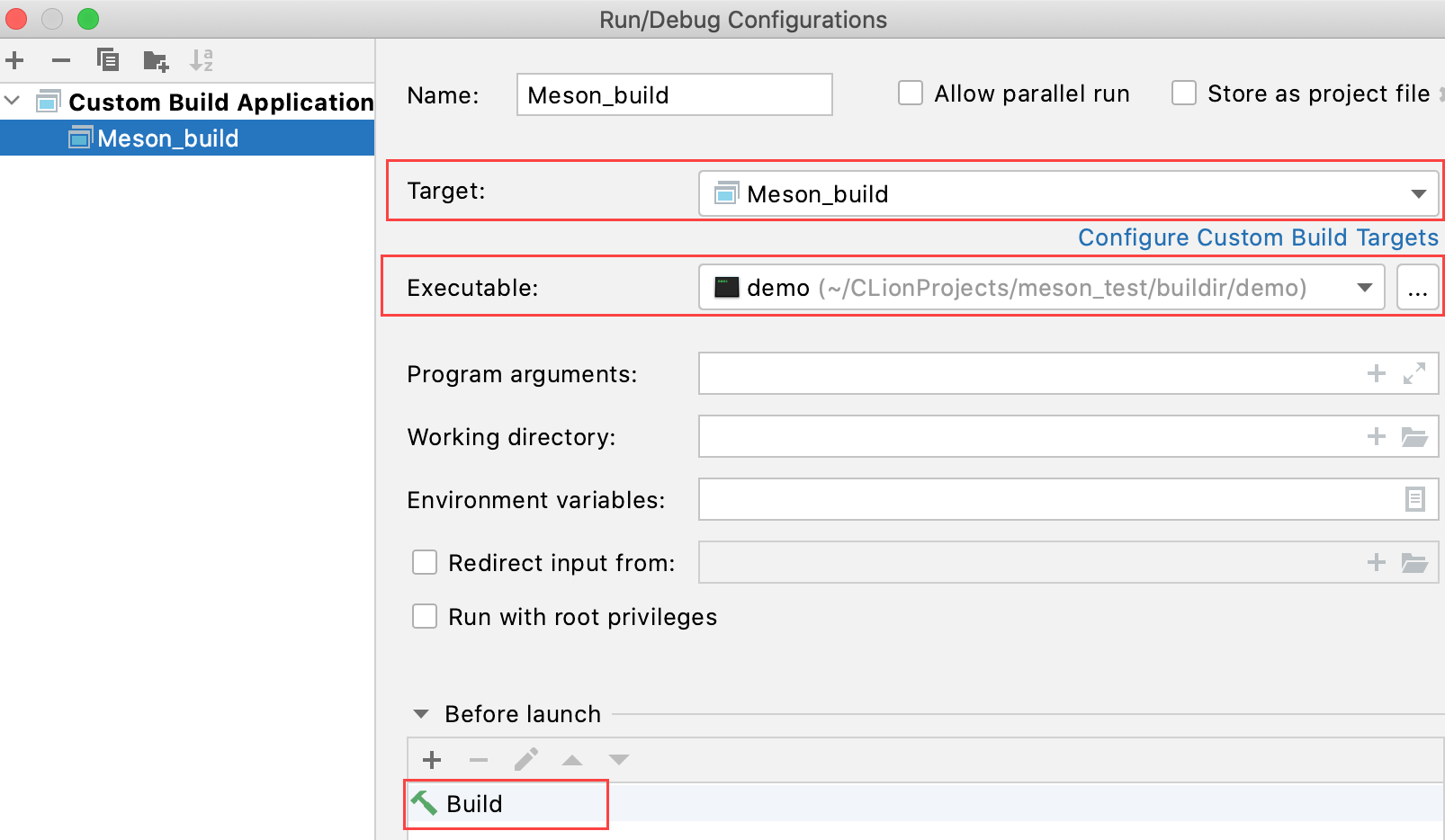 Custom configuration with build Custom configuration with build