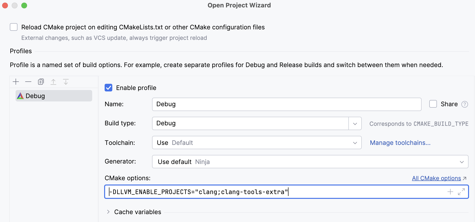 Compiler flags for LLVM subprojects