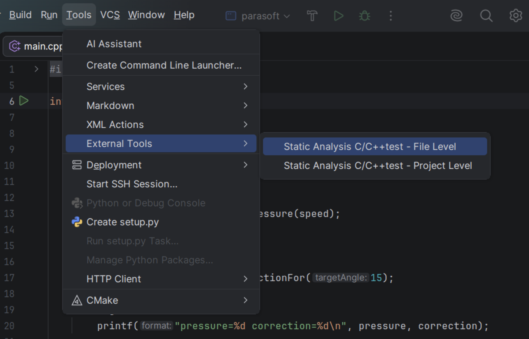 Parasoft C/C++test | CLion Documentation