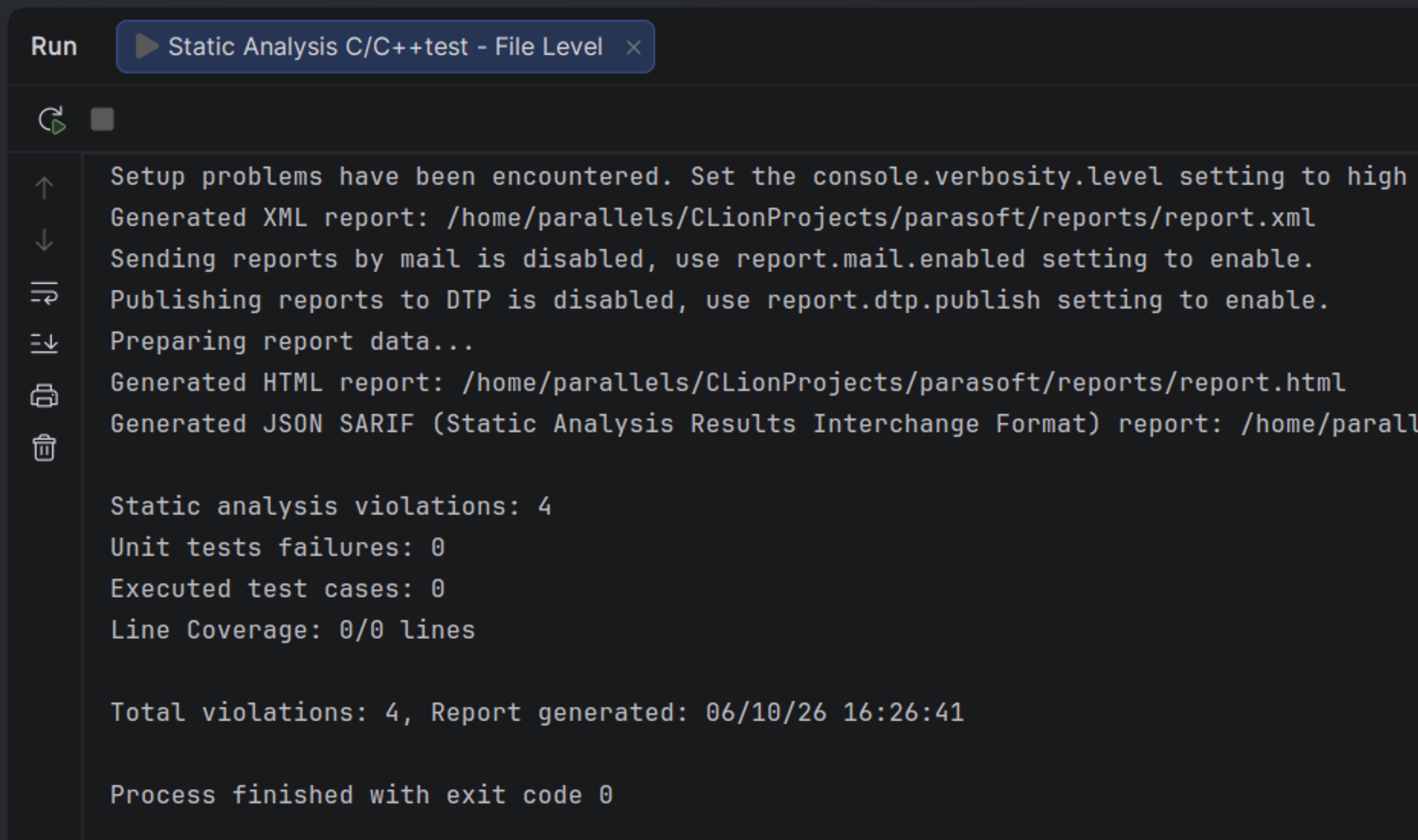 Parasoft C/C++test | CLion Documentation