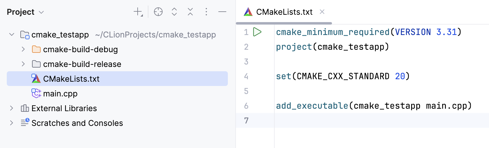 CMakeLists.txt in a stub CMake project