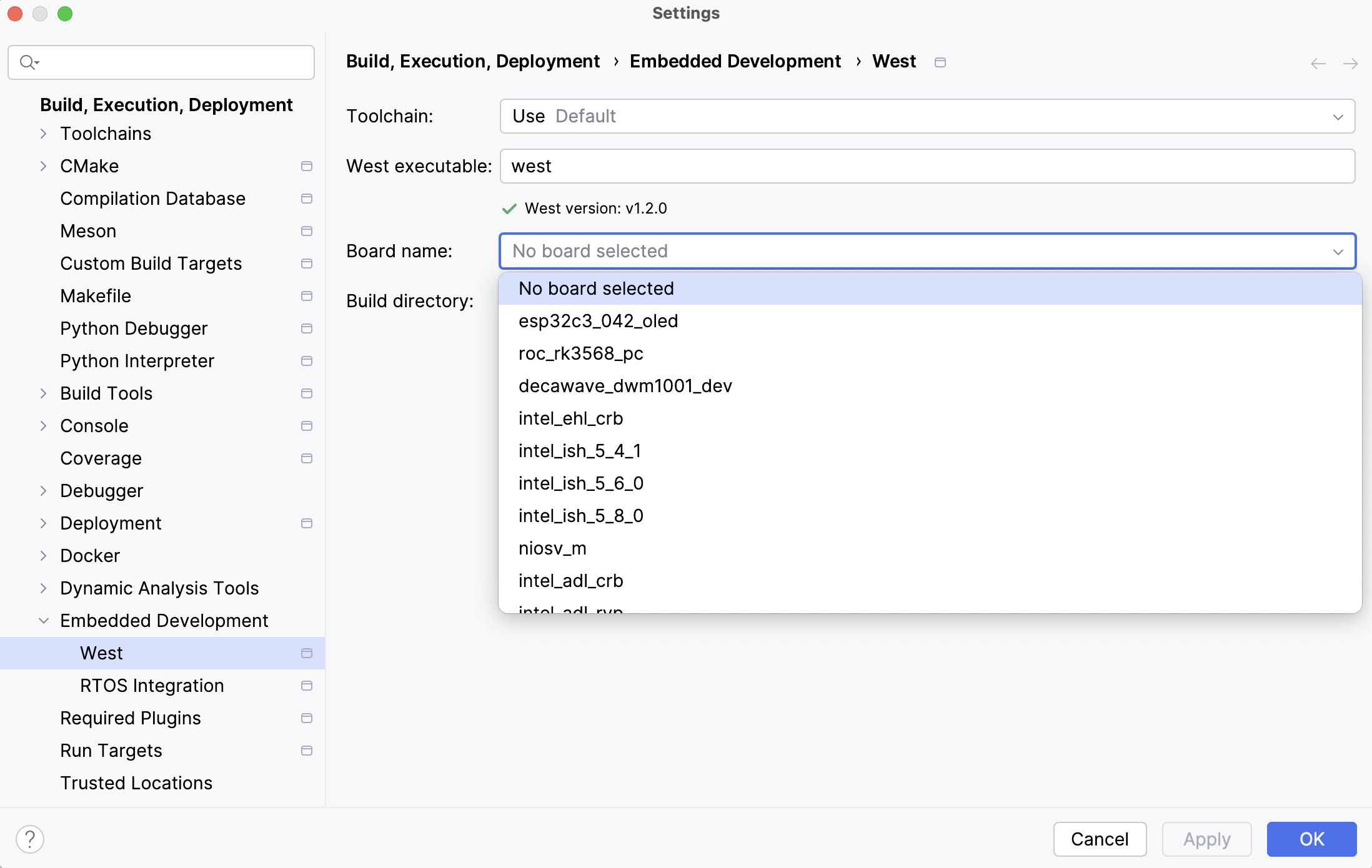 West project settings West project settings