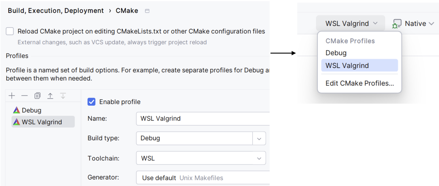 CMake profile for the WSL toolchain