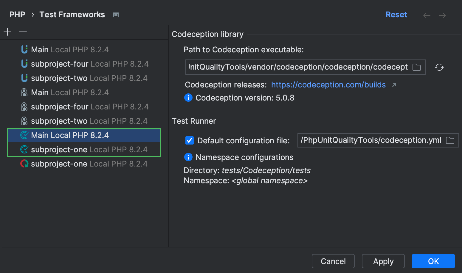 Codeception | PhpStorm Documentation