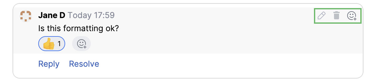 A comment with a thumbs-up reaction A comment with a thumbs-up reaction