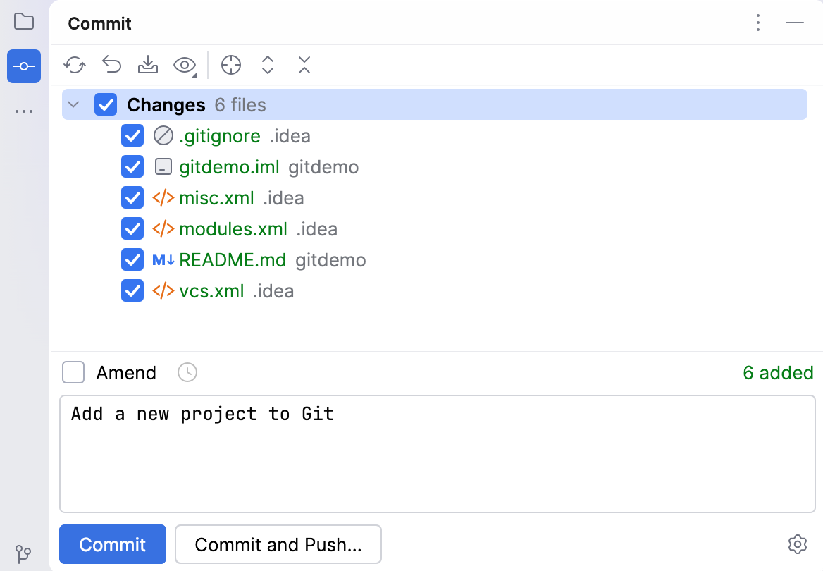 Commit message in the Commit tool window