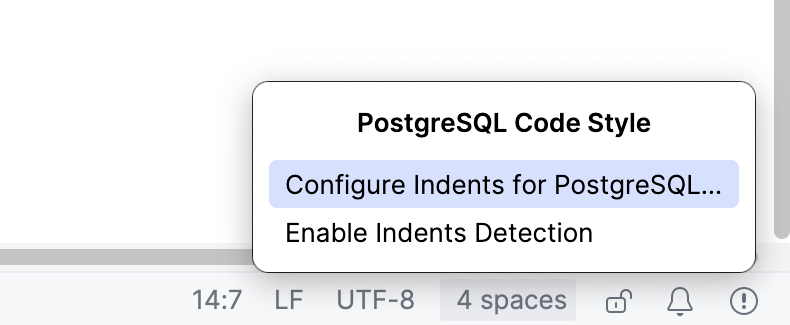 Configure Indents for PostgreSQL