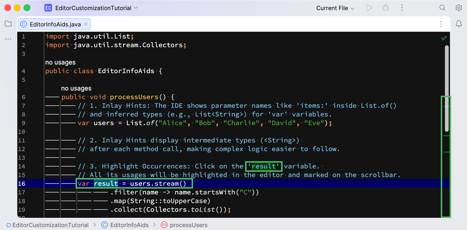 Whitespaces in the editor