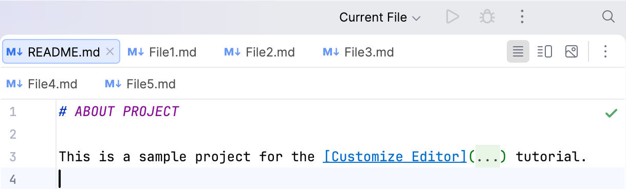 The changed display of opened tabs.