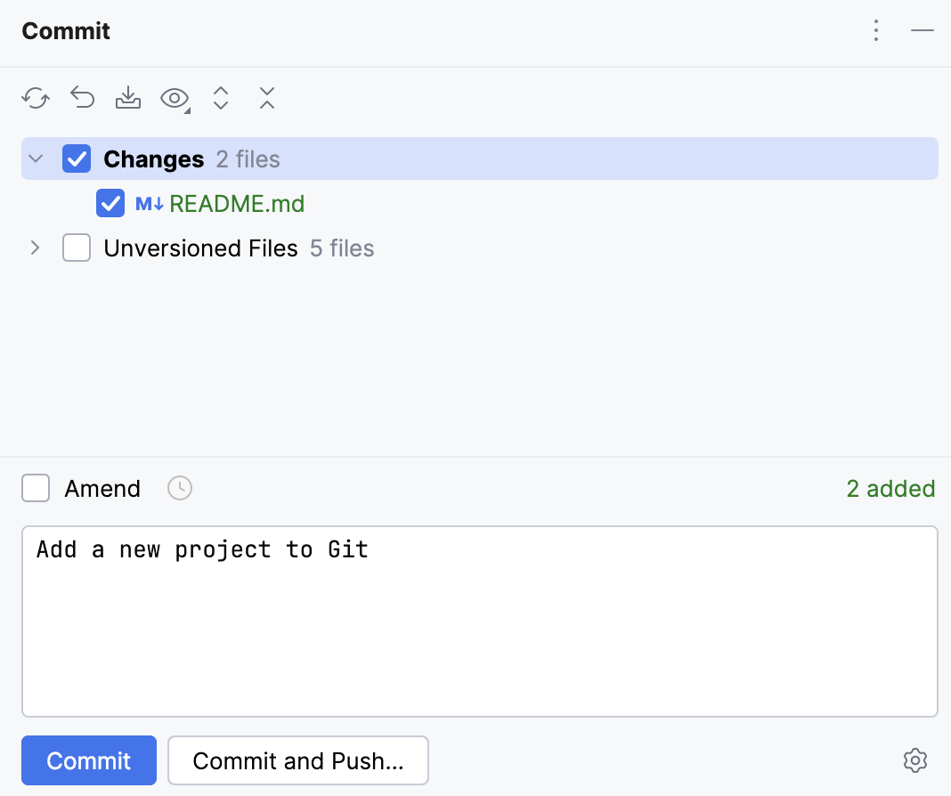 Commit message in the Commit tool window Commit message in the Commit tool window