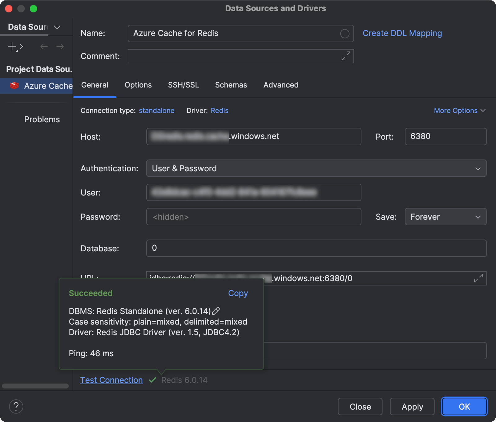 Create Redis data source for Azure Cache for Redis | WebStorm Documentation