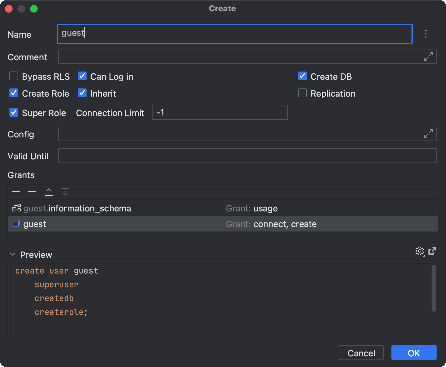 Create and Modify dialogs | DataGrip Documentation