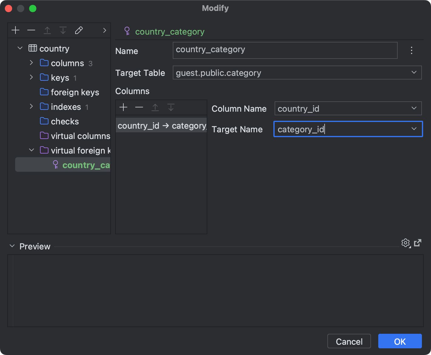 Virtual foreign keys | IntelliJ IDEA Documentation