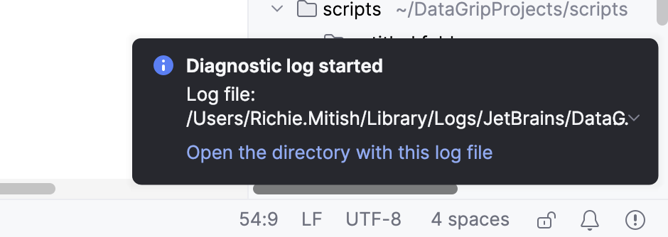 Notification about the log file Notification about the log file