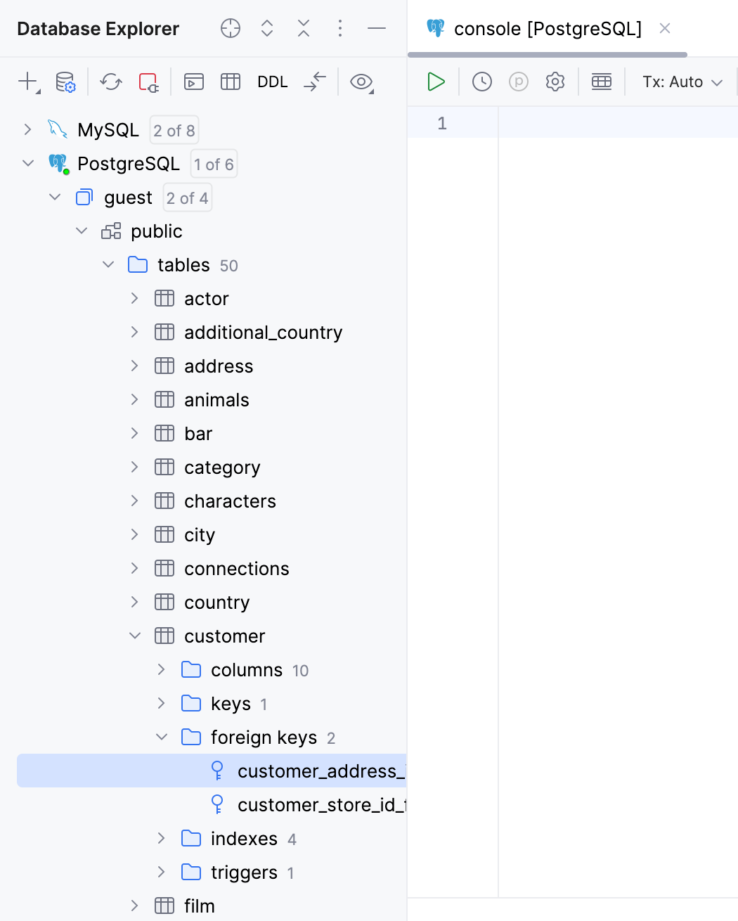 Foreign keys in Database Explorer Foreign keys in Database Explorer