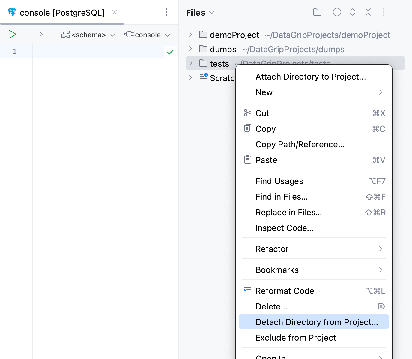 Detach a directory with SQL files Detach a directory with SQL files