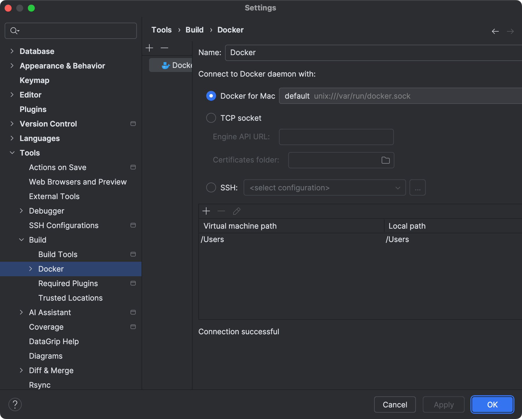 Docker connection settings | DataGrip Documentation