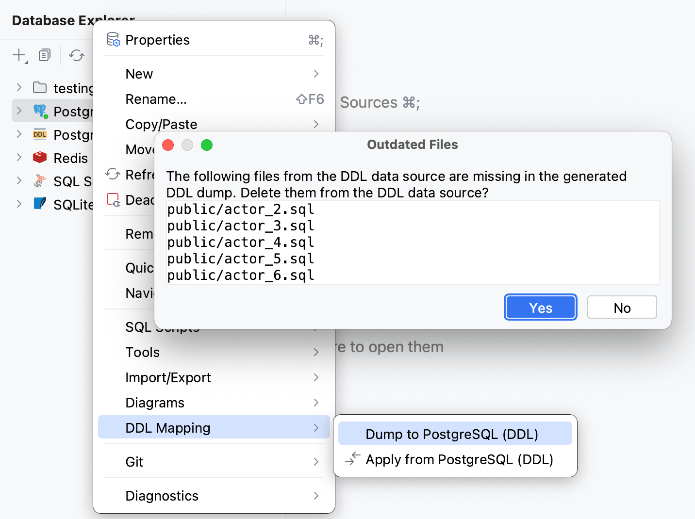 Dump to DDL data source Dump to DDL data source
