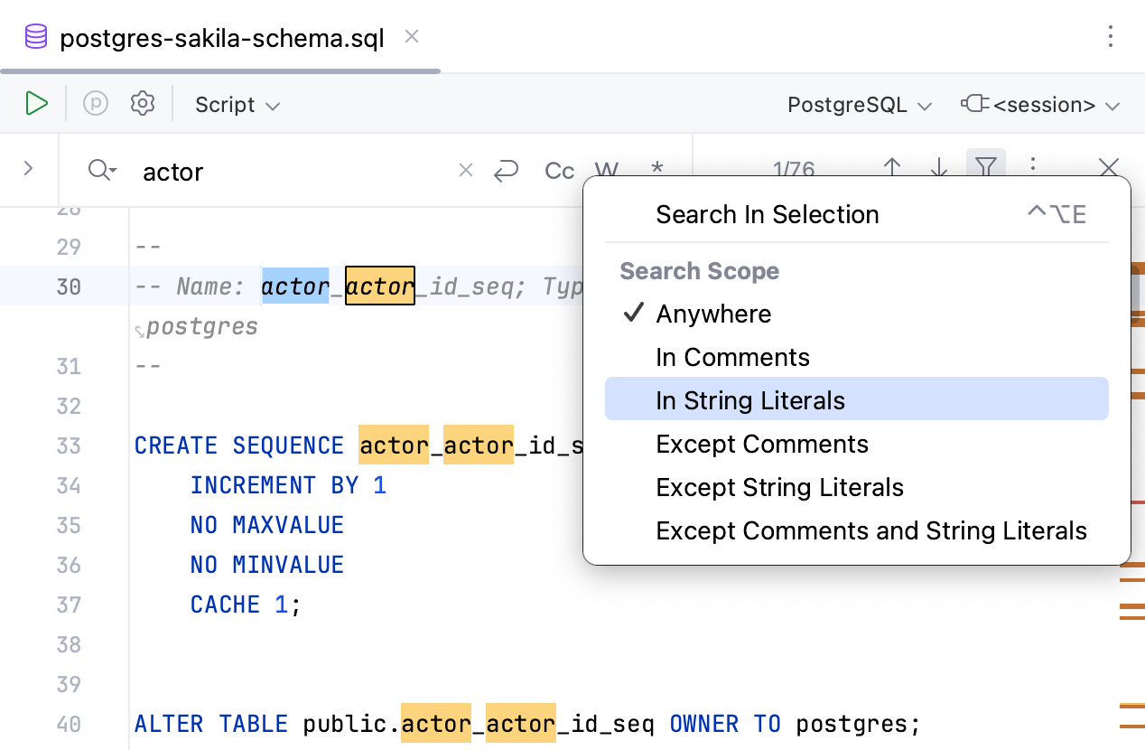 Include comments and literals Include comments and literals