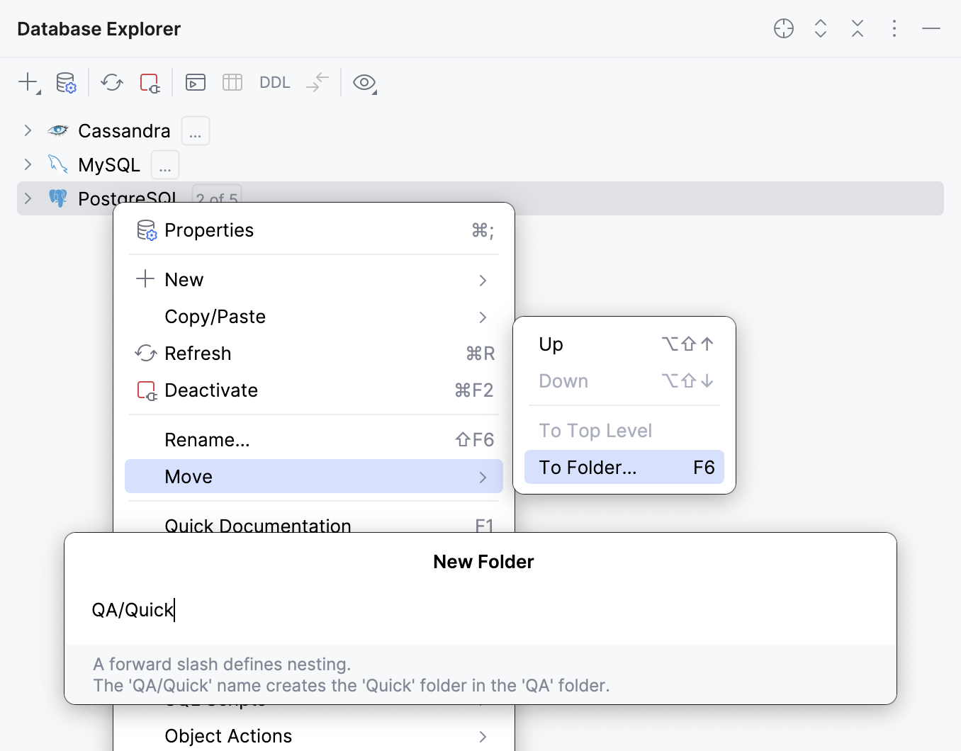 Create a new folder to group data sources Create a new folder to group data sources