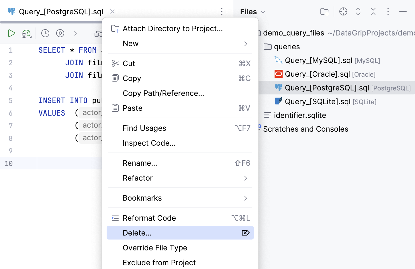 Delete a query console Delete a query console