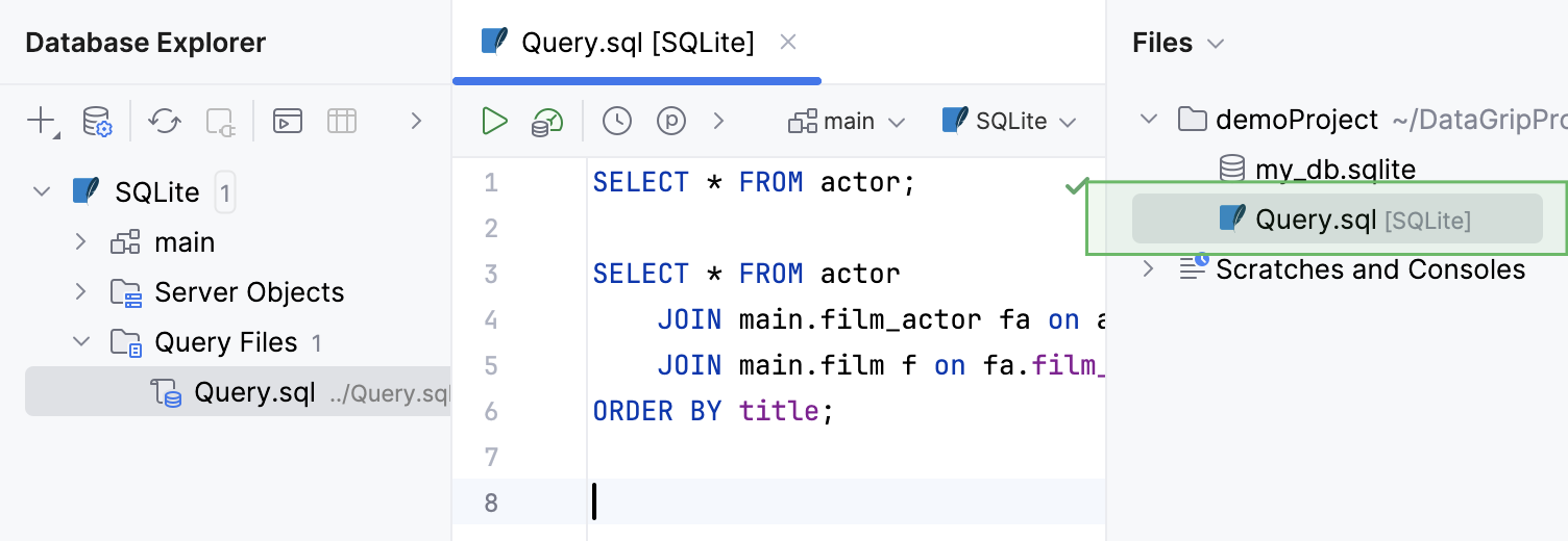 Query files in the tool window Query files in the tool window