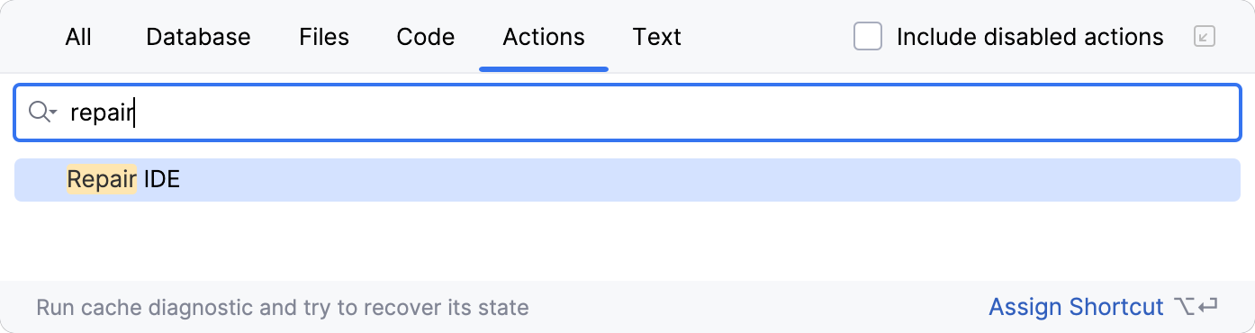 Repair IDE action in Search Everywhere Repair IDE action in Search Everywhere