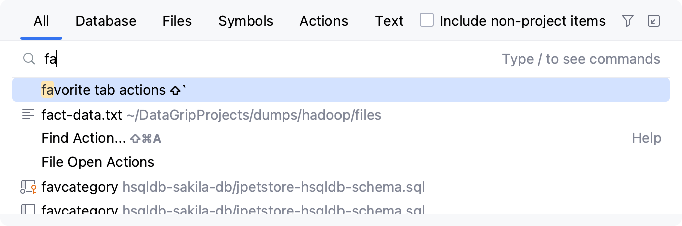 The search everywhere window The search everywhere window