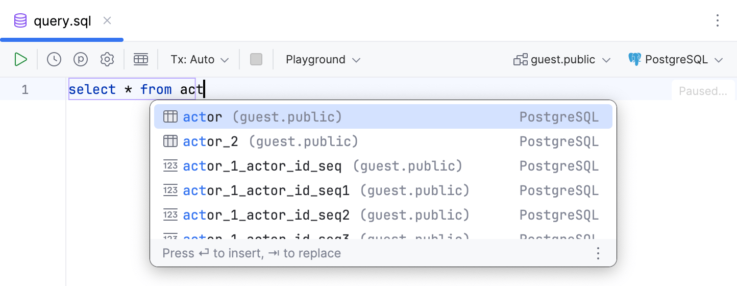 How to set an active data source for code autocompletion How to set an active data source for code autocompletion