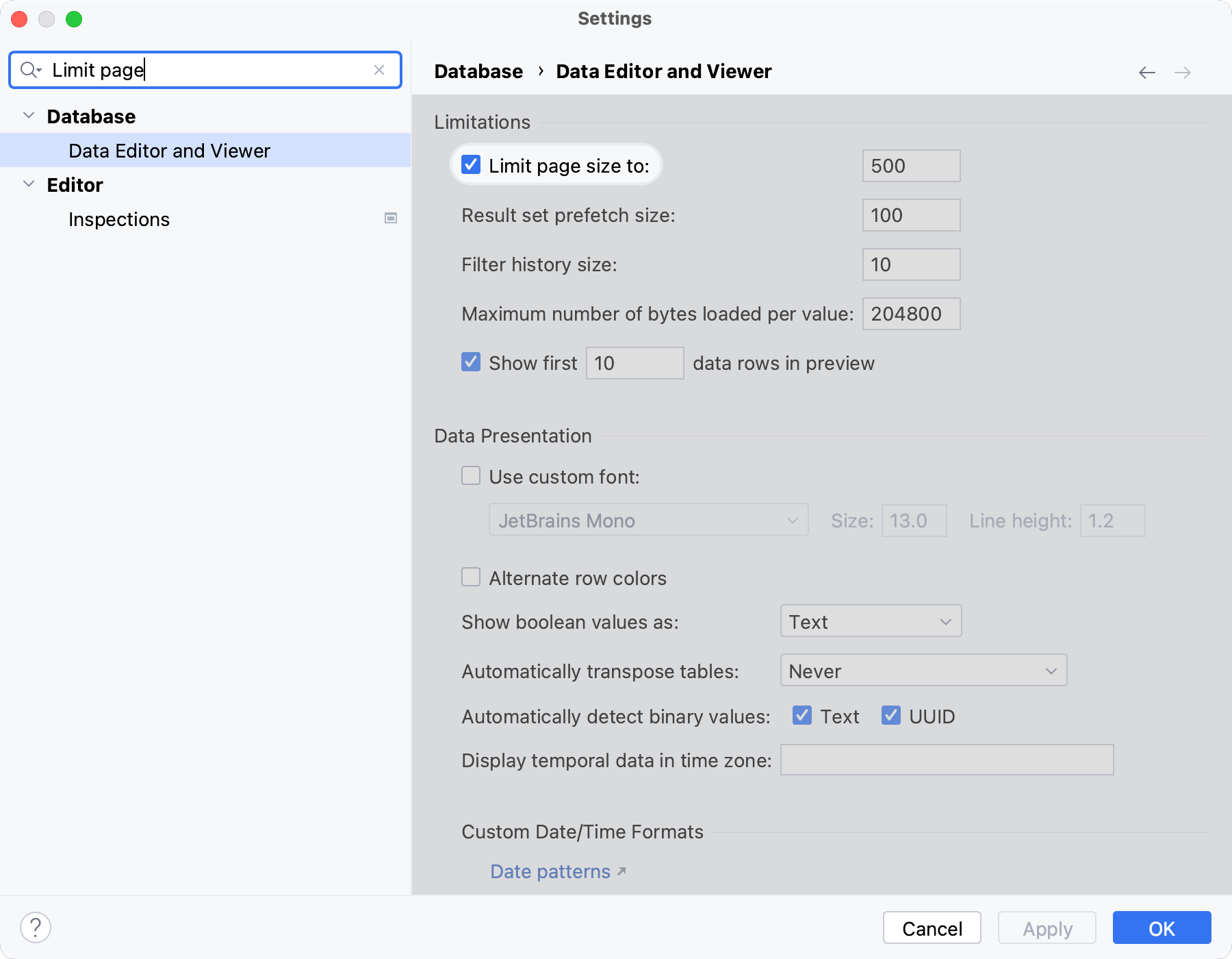 Activate a speed search in settings Activate a speed search in settings